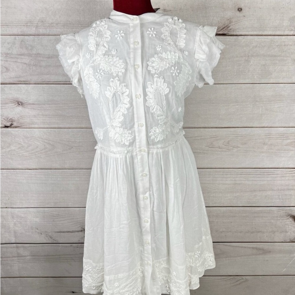Michael Kors Short Sleeve Embroidered Beaded Dress